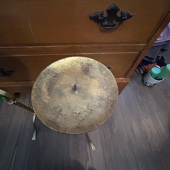 Brass and Green Candle Holders- pair - Picture 4 of 11